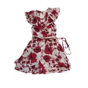 Free People Deep V Wrap Ruffle Detail Mini Dress Size XS